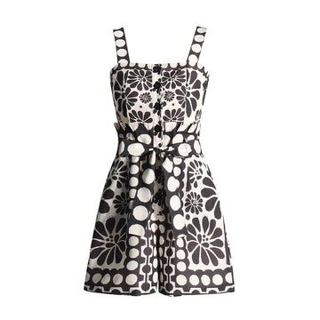 Casual Wind 2025 New Printed Sleeveless Button Tie With Short Broad Leg Jumpsuit Woman